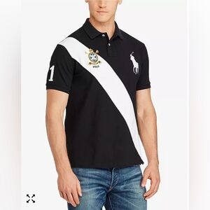 Polo Ralph Lauren Men's Slim Fit Big Pony Polo Shirt Black XL Embroidered Casual
